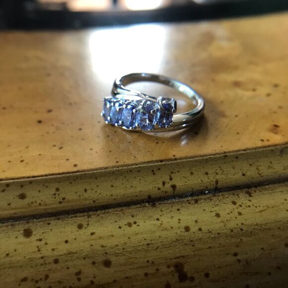 Natural Tanzanite Sterling Silver Ring Size 6 - Picture 2 of 5